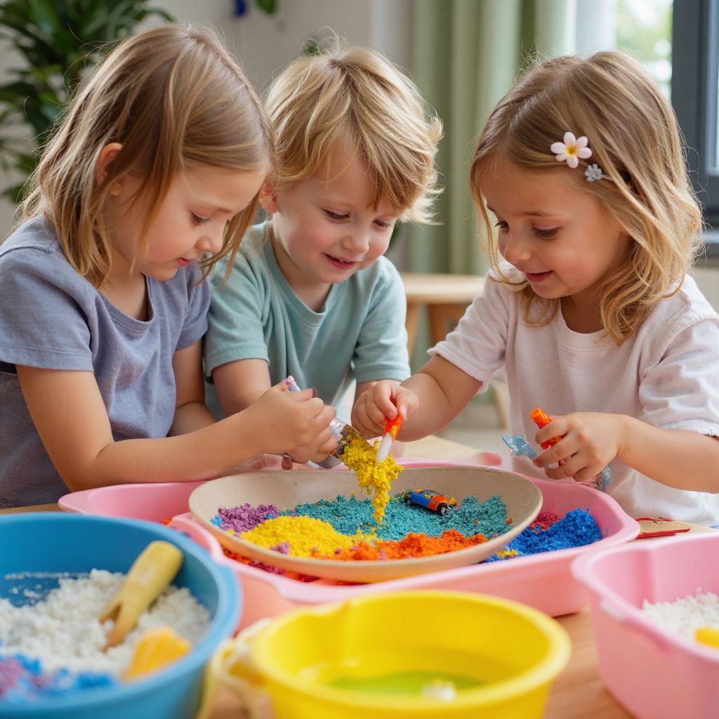 Children engaged in sensory play activities