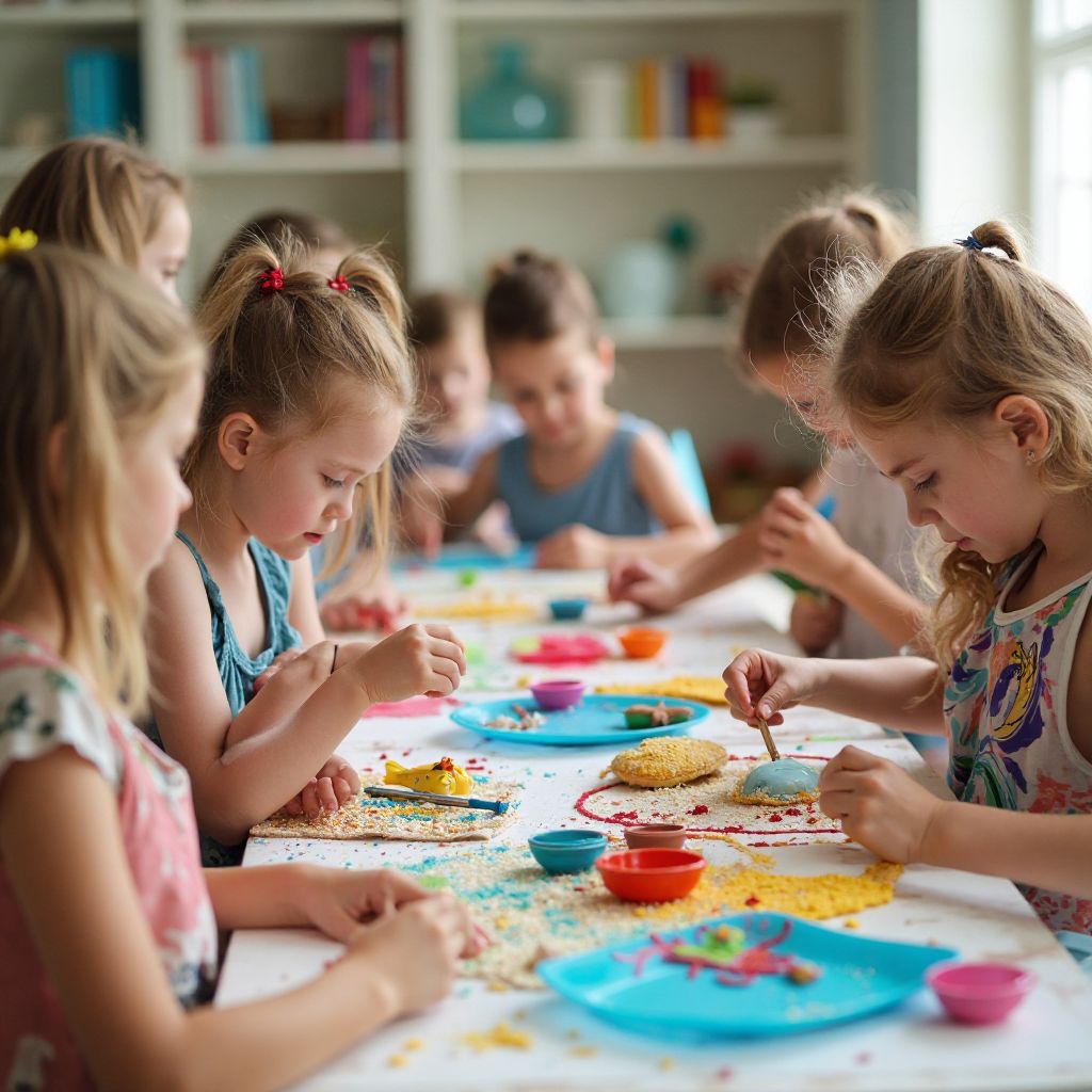 Arts and crafts workshop with colorful materials