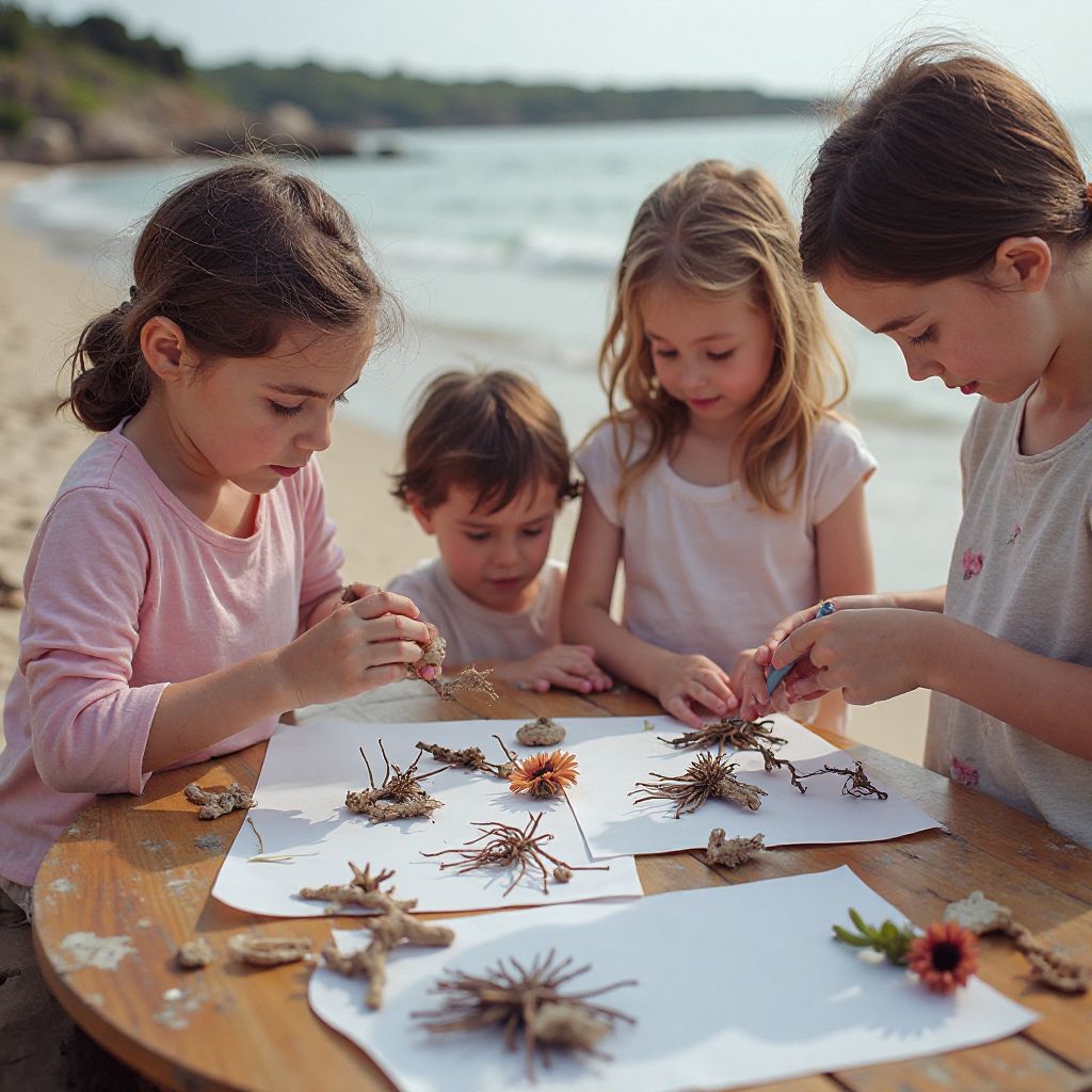 Children creating environmental art projects